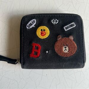 Line friends brown embroidered wallet